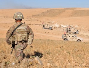 A US soldier during a patrol outside Manbij, northern Syria, in August 2018. Click to enlarge
