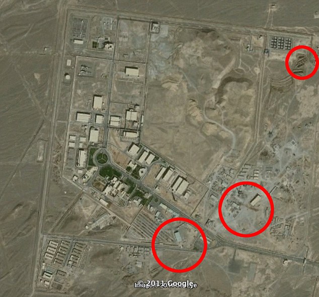 Natanz in 2011. Highlighted areas reveal alleged changes