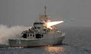 A Nour missile is fired from Iran's domestically designed and built Jamaran destroyer. Click to enlarge