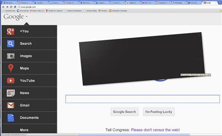 Blacked out homepage pictured in this January 18, 2012 handout. Click to enlarge