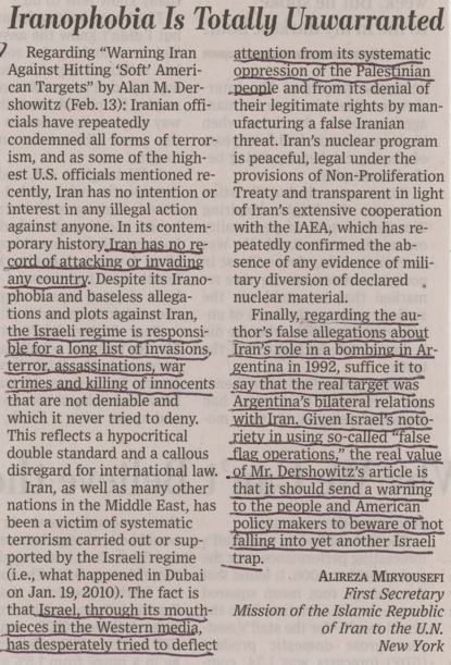 Iranophobia is totally unwarrated