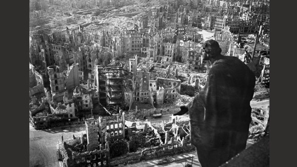 View taken from Dresden's townhall after the allied bombing on the 13/14 February 1945