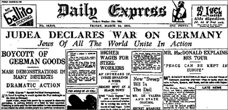 Judea Declares War On German 1933. Click to enlarge