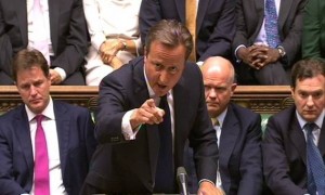 British Prime Minister David Cameron speaks during the parliamentary debate over Syria. Click to enlarge