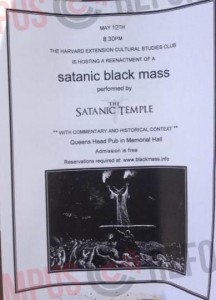 Flyer advertising the Satanic Black Mass at Harvard