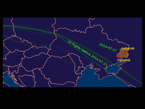 MH 17 flight paths