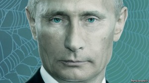 Illustration accompanying the Economist article on Putin entitled 'A Web of Lies'. Click to enlarge