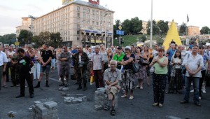 Activists during a gathering in Independence Square, Kiev. Click to enlarge