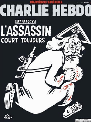 For the one year anniversary of the Charlie Hebdo attacks, the magazine launched a special edition with a rather symbolic cover. It depicts God as a terrorist yeilding a rifle and wearing a bloody robe under the title “1 an après, l’assassin court toujours” which means “1 year later, the assassin is still on the run”. Above God is the symbol of the Eye Seeing Eye inside a triangle, which is a symbol used by some Churches to represent divinity. As you might know, it is also the favorite symbol of the occult elite and is derived from the ancient Egyptian symbol of the Eye of Horus. Knowing this fact, the cover basically says “The REAL assassins are still free: the occult elite” while literally placing them above God – who is perceived as an imperfect demi-urge in occult philosophy. Click to enlarge