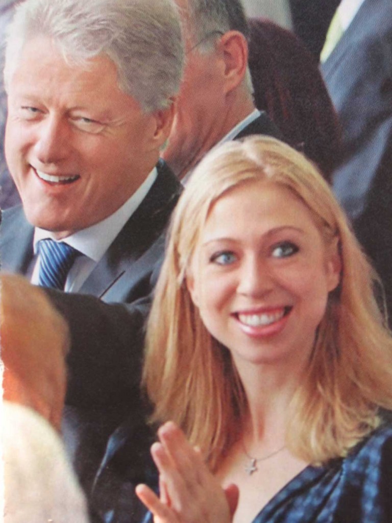 Chelsea Clinton wearing an inverted cross. Click to enlarge