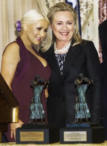 Hillary Clinton and Christine Aguilera. Click to enlarge