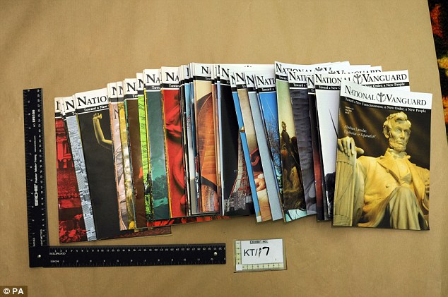 Jury were shown copies of the National Vanguard Magazine, a rightwing periodical found in Mairs home. Click to enlarge