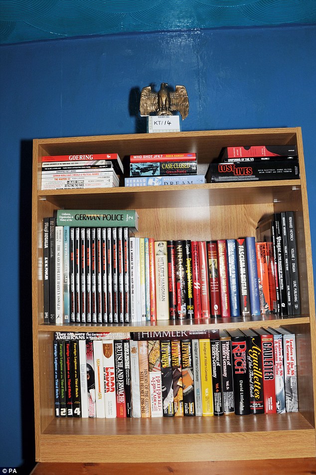 Jury were told Mair had a Third Reich eagle on the top of his bookcase, with books on Goering, Himmler, the Third Reich and Fascism in Britain. click to enlarge