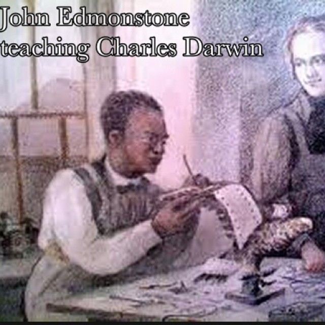Darwin in 1826, age 18, with ex-slave John Edmonstone. Click to enlarge