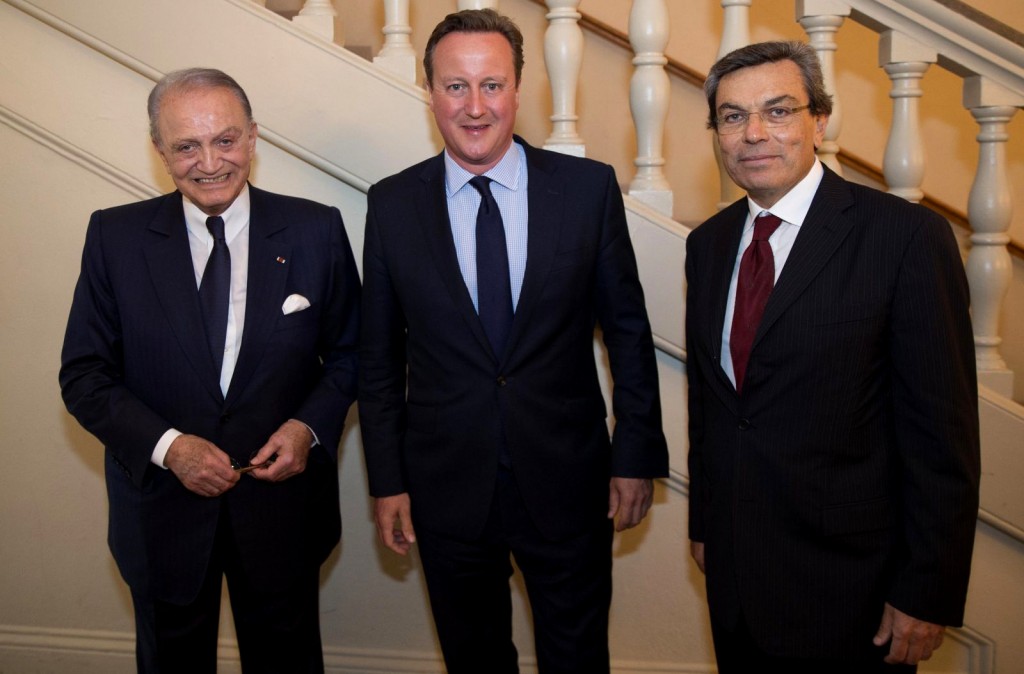 British MP Wafic Saïd left, former Prime Minister David Cameron, center, and Ayman Asfari, right. Photo | Saïd Foundation