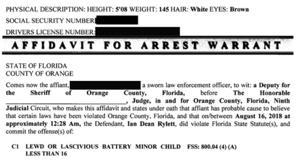 Arrest warrant for Rylett