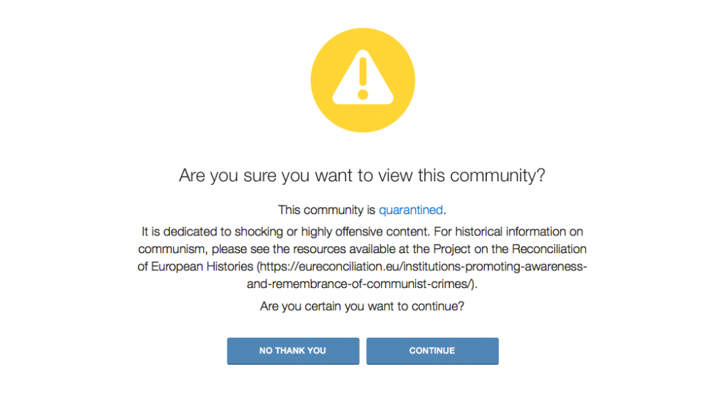 Reddit warning