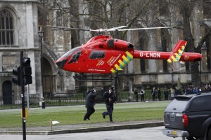 Air ambulance lands after the Westminster Bridge attack last year. Note the Masonic symbol between the two windows. Clcik to enlarge