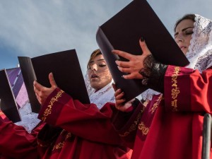 The wounds of the Armenian genocide, remembered in a ceremony for the victims in Echmiadzin (pictured), were still fresh when soldiers were recruited to the brutal Armenian Legion . Click to enlarge