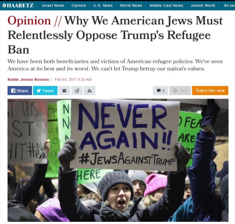 Haaretz headline Jewish-refugees