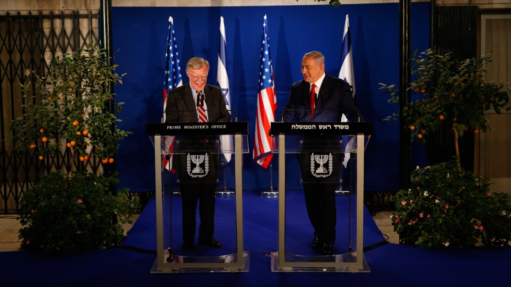 Israeli Prime Minister Benjamin Netanyahu, right, and US National Security Advisor John Bolton, speak to the media after their meeting in Jerusalem, Jan. 6, 2019. Oded Balilty | AP