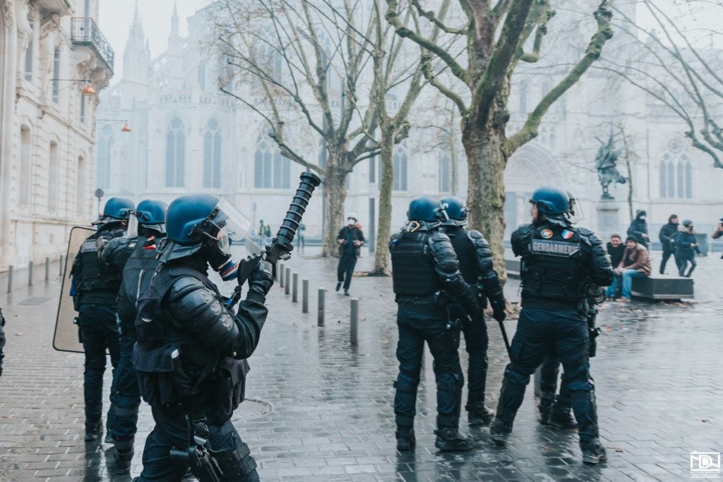 Bordeaux police gather for GJ protests January 2019.