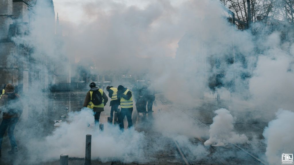 GJ protestors being tear gassed in Bordeaux, January 12th 2019.