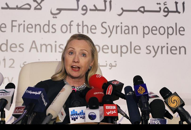 Hillary Clinton, alongside Britain’s William Hague, spearheaded the infamous ‘Friends of Syria’ (2011-2012) the US-led coalition’s front group – together with Gulf states, organizing the proxy war against Syria