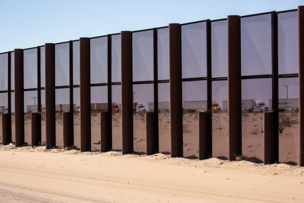 Border fence on the US-Mexico border near Yuma, Ariz. Click to enlarge