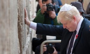Boris-prays-at-wall Like Presidents Clinton, Bush, Obama and Trump such displays are now EXPECTED of Western leaders. Boris Johnson's stepmother Jenny, the second wife of his father Stanley, is the stepdaughter of Edward Sieff, the former chairman of Marks &amp; Spencer. In other words Johnson is part of a closely connected Jewish-British elite.