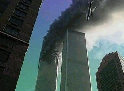 Boeing 767 moments before it slammed into the WTC south tower.