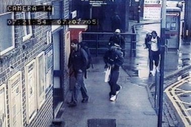 CCTV footage of the alleged bombers passing through Luton Station