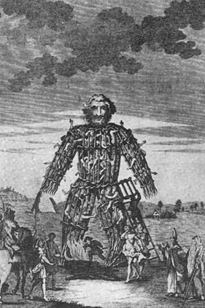 The Wickerman, the manlike figure into which victims were placed before being burnt alive