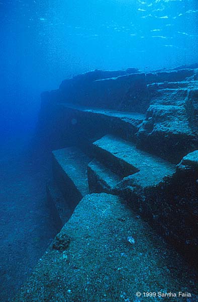 The Yonguni underwater ruins Okinawi, Japan.